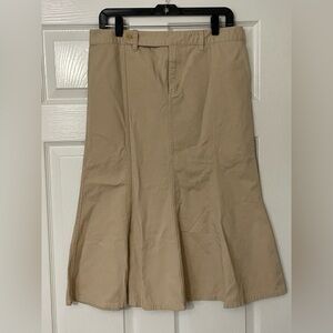 Lauren Ralph Lauren Y2K Khaki Tan Bell Flared Panel Midi Shirt Preppy Tan Size 8